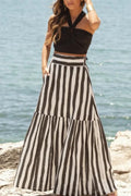 Striped Flowy Midi Skirt | Women's Coastal Vacation Skirt.
