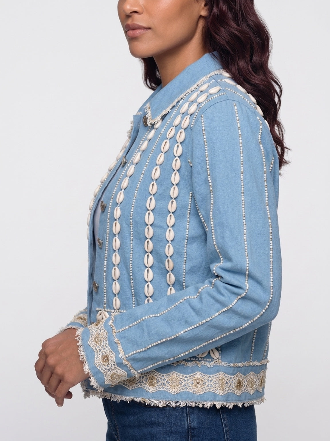 Seashell Embroidered Denim Jacket