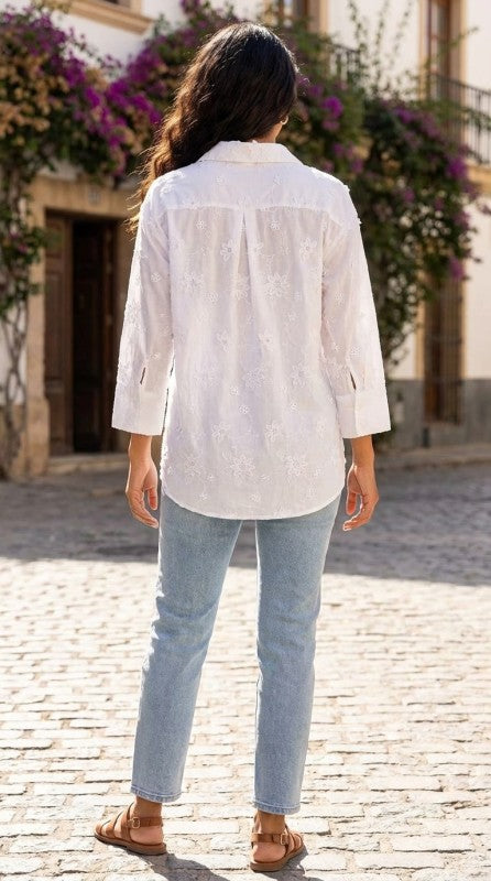 Relaxed Embroidered Cotton Blouse | Dassa Boutique